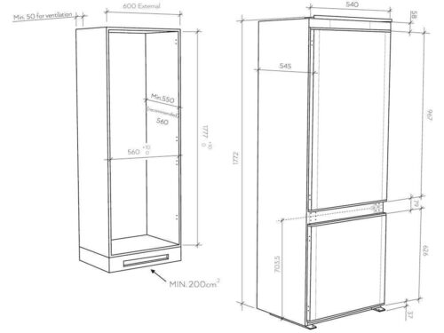 Frigorífico Combinado Encastre CANDY CBT3518FW (No Frost - 177 cm - 248 L - Branco) - Image 6