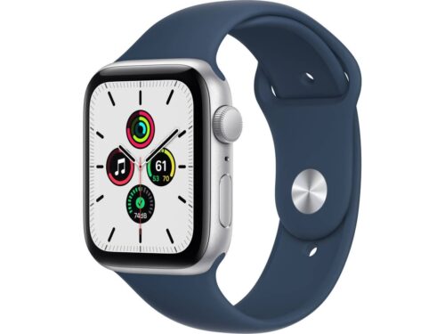 APPLE Watch SE GPS 44 mm Prateado com Bracelete Desportiva Azul Abissal