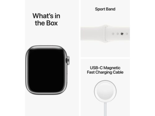 APPLE Watch Series 8 GPS+Cellular 41 mm Prateado Aço Inoxidável com Bracelete Desportiva Branco - Image 6