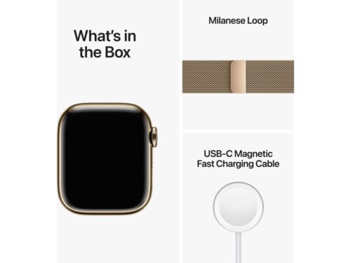 APPLE Watch Series 8 GPS+Cellular 41 mm Dourado com Loop Milanesa Dourado - Image 6