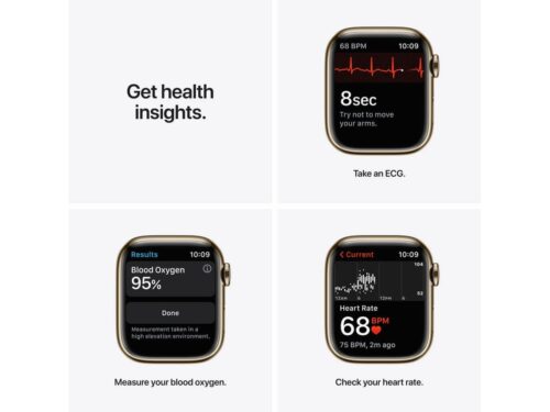 APPLE Watch Series 7 GPS+Cellular 41 mm Dourado com Bracelete Desportiva Cereja Escura - Image 5