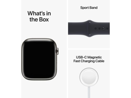APPLE Watch Series 8 GPS+Cellular 45 mm Grafite com Bracelete Desportiva Meia-noite - Image 6