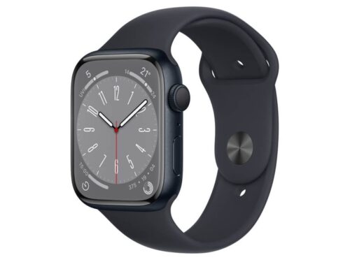 Smartwatch APPLE Series 8 GPS 45mm Alumínio Preto Meia-noite e Bracelete Desportiva Preto Mp6N3Ty/A