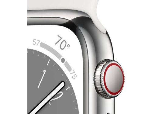 APPLE Watch Series 8 GPS+Cellular 41 mm Prateado Aço Inoxidável com Bracelete Desportiva Branco - Image 3