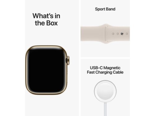 APPLE Watch Series 8 GPS+Cellular 41 mm Dourado com Bracelete Desportiva Luz das Estrelas - Image 6
