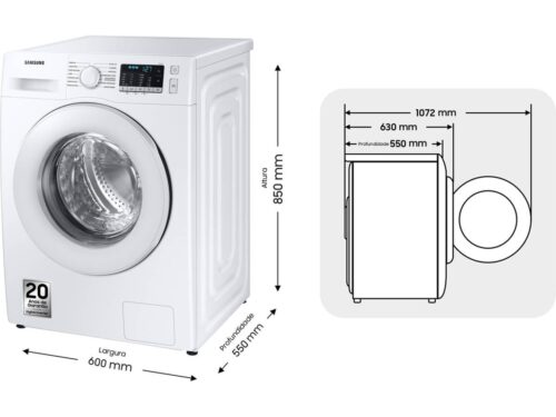 Máquina de Lavar Roupa SAMSUNG WW90TA026TE (9 kg - 1200 rpm - Branco) - Image 3