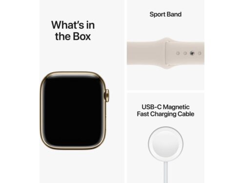 APPLE Watch Series 8 GPS+Cellular 45 mm Dourado com Bracelete Desportiva Luz das Estrelas - Image 6