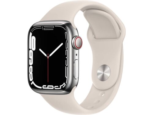 APPLE Watch Series 7 GPS+Cellular 41 mm Prateado com Bracelete Desportiva Luz das Estrelas
