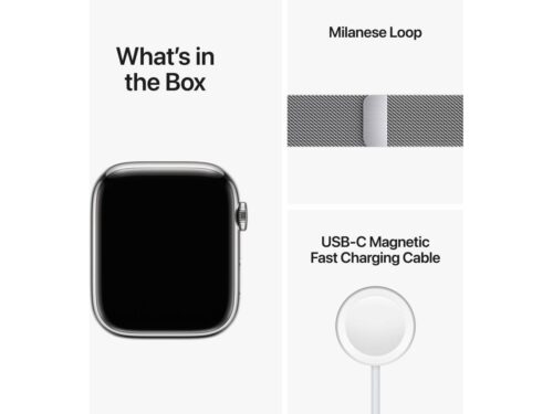 APPLE Watch Series 8 GPS+Cellular 45 mm Prateado com Loop Milanesa Prateado - Image 6