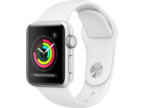 APPLE Watch Series 3 GPS 38 mm Prateado com Bracelete Desportiva Branco