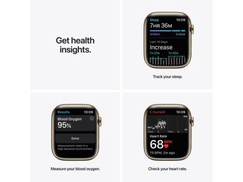 APPLE Watch Series 7 GPS+Cellular 45 mm Dourado com Bracelete Desportiva Azul Abissal - Image 5