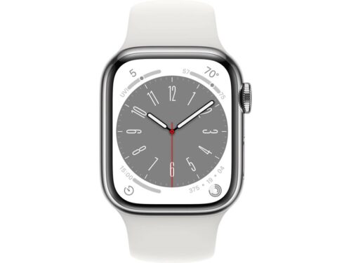 APPLE Watch Series 8 GPS+Cellular 41 mm Prateado Aço Inoxidável com Bracelete Desportiva Branco - Image 2